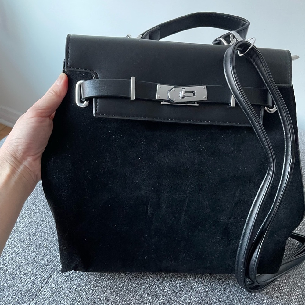 Faux Suede black mini backpack - Picture 5 of 9